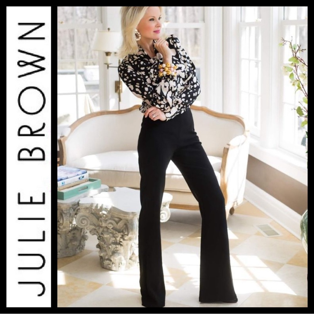 Julie Brown NYC Navy Ponte Flare Leg Pants